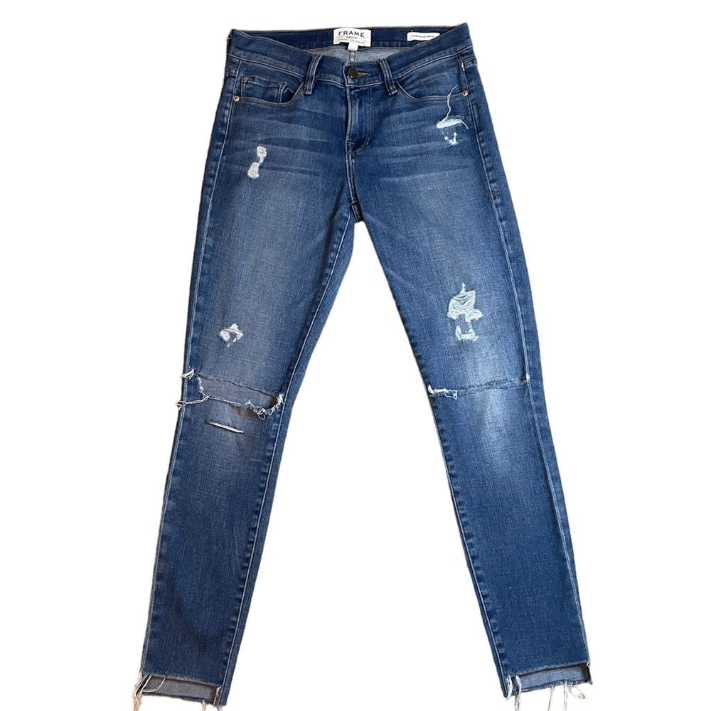 FRAME‎ denim jeans sz 26 le Skinny de Jeanne distressed holes London stretch